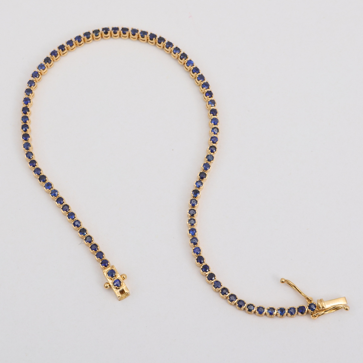 Pulsera Tenis Oro Amarillo y Zafiros - Imagen 3