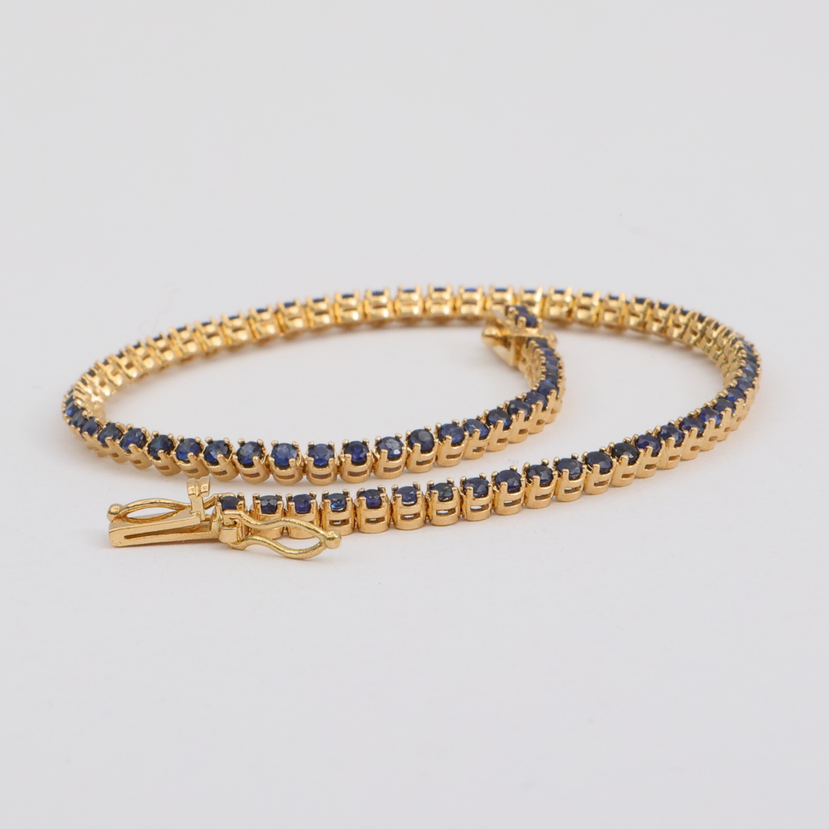 Pulsera Tenis Oro Amarillo y Zafiros - Imagen 2