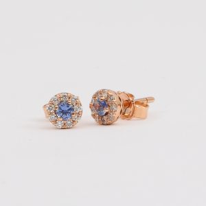 Topos Flor Oro Rosado y Zafiro Azul