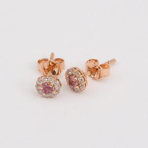 Topos Flor Oro Rosado y Zafiros Rosa