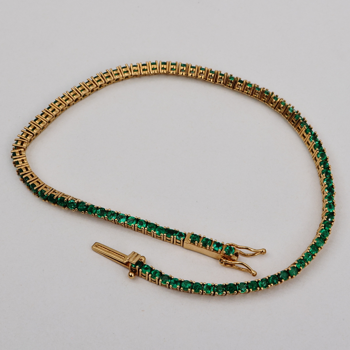 Pulsera Tenis Oro Amarillo y Esmeraldas - Imagen 4