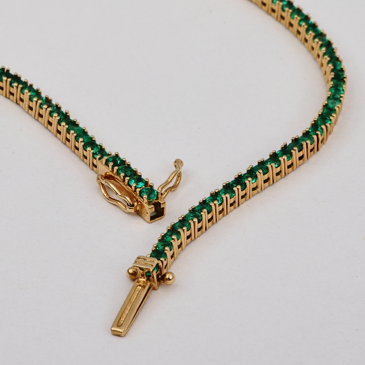 Pulsera Tenis Oro Amarillo y Esmeraldas - Imagen 3