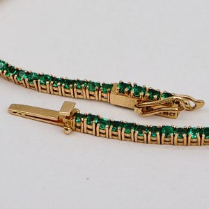 Pulsera Tenis Oro Amarillo y Esmeraldas