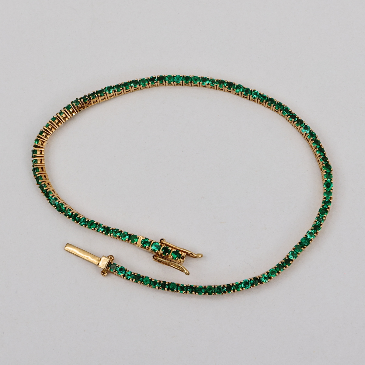 Pulsera Tenis Oro Amarillo y Esmeraldas - Imagen 2