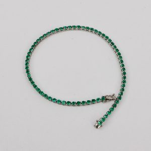 Pulsera Tenis Oro Blanco y Esmeraldas