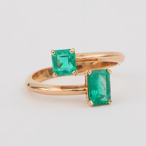 Anillo Esmeralda Oro Rosado