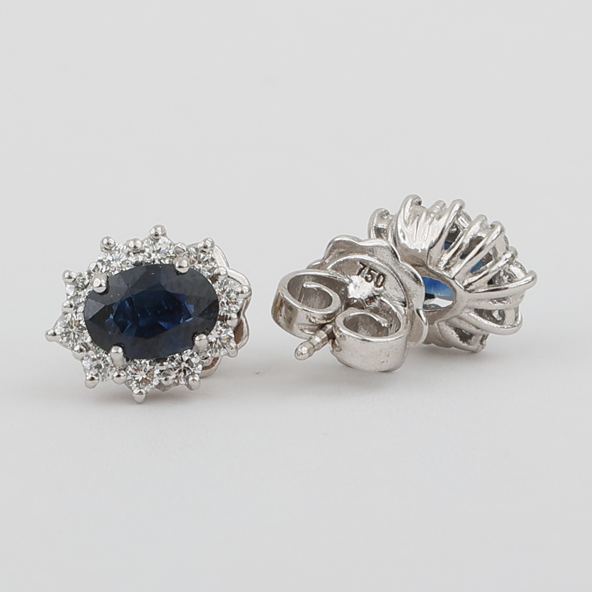 Topos Oro Blanco, Zafiros Ovalados y Diamantes - Imagen 2