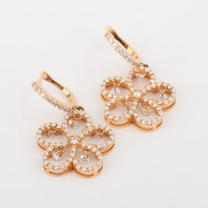Aretes Flor en Oro Rosado