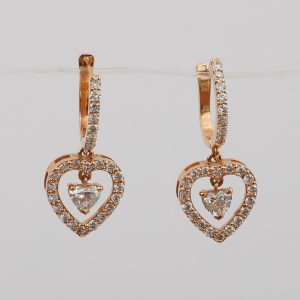 Aretes Corazón en Oro Rosado