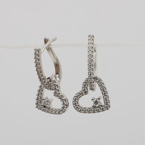 Aretes Corazón en Oro Blanco
